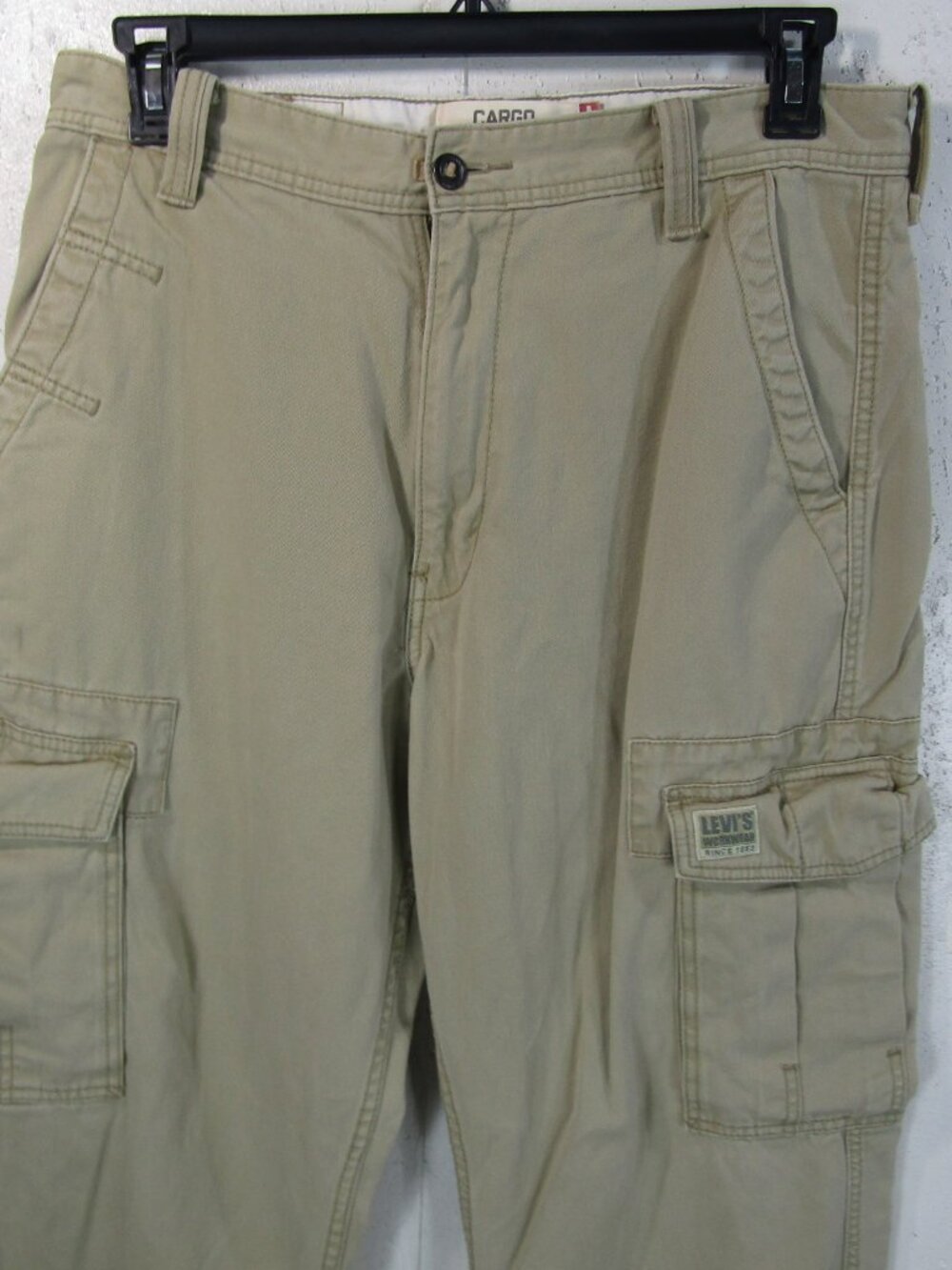 Levi's Loose Straight Cargo Pants Mens 34x32 Khaki Tan Workwear Utility OG